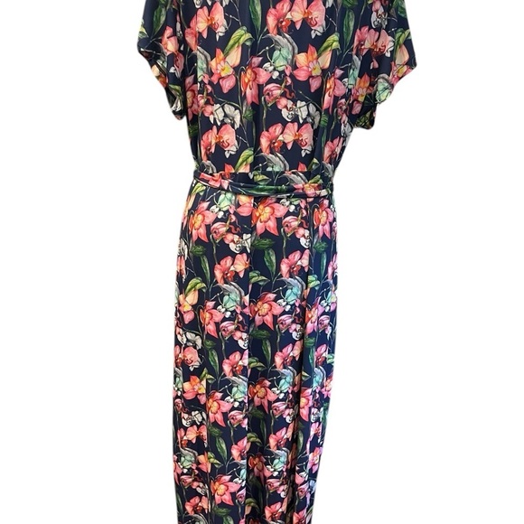 Brooke Shields Women's Dress Size 1X Multi Color Maxi Short Sleeve Belted - Picture 9 of 12